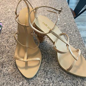 Cult Gaia bamboo ball heels, nude heel with tan bottom, size 35